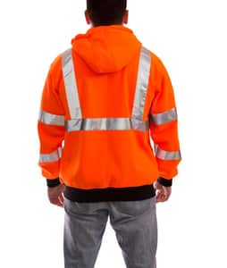 Tingley Job Sight™ Size 2XL Plastic Hooded Sweatshirt in Black, Fluorescent Orange-Red and Silver TS781292X at Pollardwater