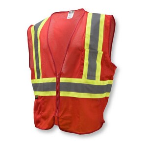 Radians Size L Polyester Mesh Reusable Economy Safety Vest in Red RSV221ZRML at Pollardwater