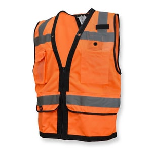 Radians Size L Polyester Reusable Heavy Duty Surveyor Safety Tether Vest in Hi-Viz Orange RSV59ZT2ZODL at Pollardwater