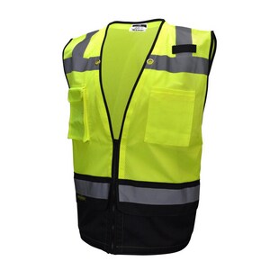 Radians Size 4X Polyester Mesh Reusable Heavy Duty Surveyor Safety Vest in Hi-Viz Green RSV59B2ZGM4X at Pollardwater