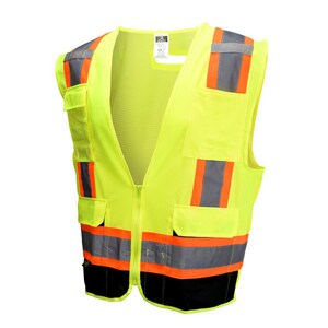 Radians Size 5X Polyester Reusable Two Tone Surveyor Safety Vest in Black and Hi-Viz Green RSV6B2ZGD5X at Pollardwater