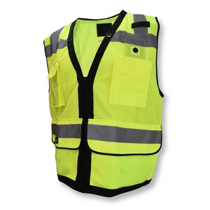 Radians Size L Polyester Reusable Heavy Duty Surveyor Safety Tether Vest in Hi-Viz Green RSV59ZT2ZGDL at Pollardwater