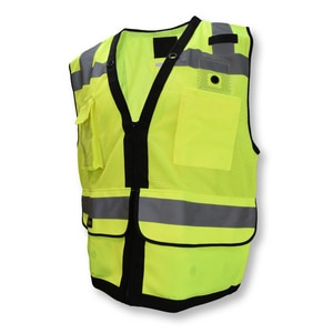Radians Size 5X Polyester Reusable Heavy Duty Surveyor Safety Tether Vest in Hi-Viz Green RSV59ZT2ZGD5X at Pollardwater