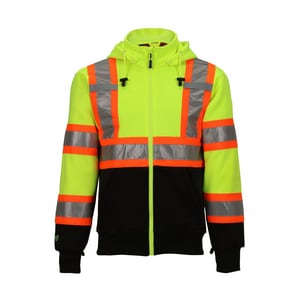 Tingley Job Sight™ Size 5X Plastic Hooded Sweatshirt in Black, Fluorescent Yellow-Green and Silver TS78122C5X at Pollardwater