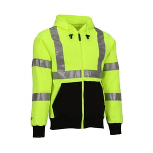 Tingley Job Sight™ Size 5X Plastic Hooded Sweatshirt in Black, Fluorescent Yellow-Green and Silver TS781225X at Pollardwater