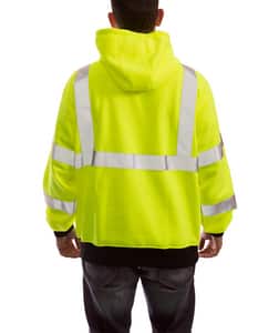 Tingley Job Sight™ Size 3X Plastic Hooded Pullover in Black, Fluorescent Yellow-Green and Silver TS783223X at Pollardwater