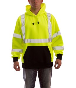 Tingley Job Sight™ Size 4X Plastic Hooded Pullover in Black, Fluorescent Yellow-Green and Silver TS783224X at Pollardwater