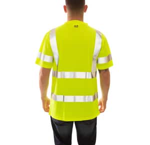 Tingley Job Sight™ Size 2XL Plastic Short Sleeve T-Shirt in Fluorescent Yellow-Green and Silver TS753222X at Pollardwater