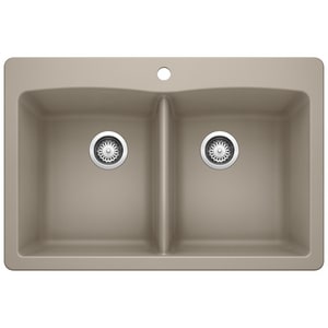 BLANCO Diamond™ 33 x 22 in. 1 Hole Composite Double Bowl Dual Mount Kitchen Sink in Truffle B441285 at Pollardwater