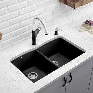 Blanco America Diamond™ 33 x 22 in. 1 Hole Composite Double Bowl Dual Mount Kitchen Sink in Anthracite B440220 at Pollardwater
