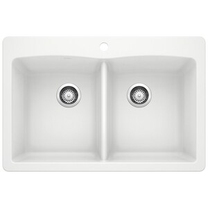 BLANCO Diamond™ 33 x 22 in. 1 Hole Composite Double Bowl Dual Mount Kitchen Sink in White B440221 at Pollardwater