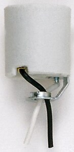 1/8 x 2 in. 660W 250V Keyless Socket with Hickey in Unglazed Porcelain