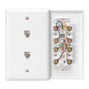 4-Conductor Duplex Wall Jack in White