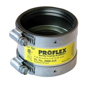 2 x 1-1/2 in. Cast Iron x Plastic and Steel Flexible Coupling