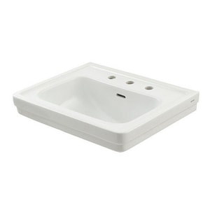 24 in. Rectangular Vitreous China Pedestal Bathroom Sink in Cotton