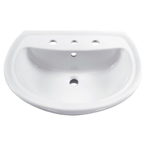 24-1/2 in. Oval Vitreous China Pedestal Bathroom Sink in White