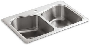 33 in. Drop-in Stainless Steel Double Bowl Kitchen Sink
