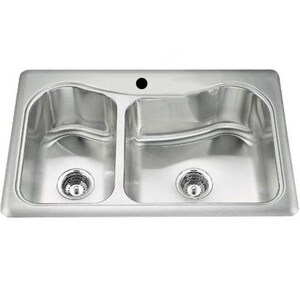 33 in. Drop-in Stainless Steel Double Bowl Kitchen Sink