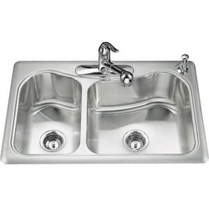 33 in. Drop-in Stainless Steel Double Bowl Kitchen Sink