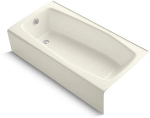 60 in. x 30 in. Soaker Alcove Bathtub with Left Drain in Biscuit