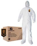 KleenGuard™ A40 Liquid & Particle Protection Coveralls, Zipper Front, Elastic Wrists, Ankles, Hood & Boots, White, XL (Case of 25) K44335 at Pollardwater