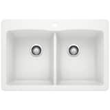BLANCO Diamond 33 in. Dual Mount Silgranit Double Bowl Kitchen Sink in White B440221 at Pollardwater
