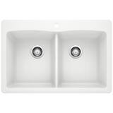 BLANCO Diamond 33 in. Dual Mount Silgranit Double Bowl Kitchen Sink in White B440221 at Pollardwater