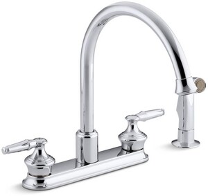 Kohler Coralais 1 8 Gpm 4 Hole Deckmount Kitchen Sink Faucet Swing Spout 1 2 In Npsm Connection In Polished Chrome Less Handle