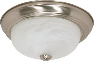 13 in. 2-Light 60W Flush Mount Ceiling Fixture Bright Nickel