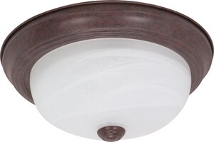 13 in, 2-Light 60W Flush Mount Ceiling Fixture Old Bronze