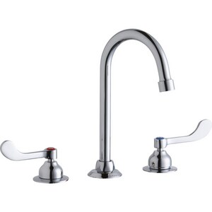 Two Wristblade Handle Deck Mount Service Faucet in Polished Chrome