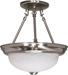 12 x 11-3/8 in. 60 W 2-Light Medium Semi-Flush Mount Ceiling Fixture in Brushed Nickel