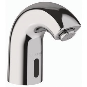 0.5 gpm Battery Powered Sensor Bathroom Sink Faucet with 4 in. Trim Plate & Back Check Tee in Polished Chrome