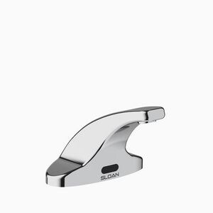 0.5 gpm Battery Powered Sensor Bathroom Sink Faucet with Below Deck Manual Mixing Valve in Polished Chrome