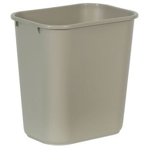 7 gal Plastic Rectangular Waste Basket in Beige