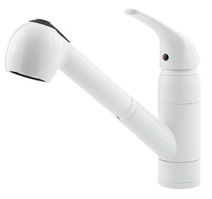 Single Handle Pull Out Kitchen Faucet in White