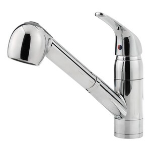 Single Handle Pull Out Kitchen Faucet in Polished Chrome