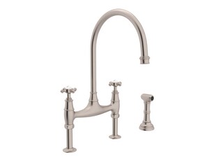 Rohl Perrin Rowe 16 3 8 In 3 Hole Bridge Kitchen Sink Faucet