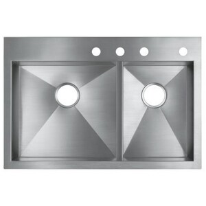 33 in. Dual Mount Stainless Steel Double Bowl Kitchen Sink