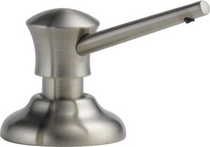 13 oz. Deck Mount Plastic Soap and Lotion Dispenser in Stainless Steel