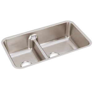 32-1/16 in. Undermount Stainless Steel Double Bowl Kitchen Sink in Lustrous Satin