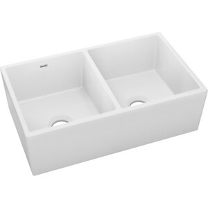 33 in. Farmhouse Fireclay Double Bowl Kitchen Sink in White