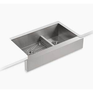 35-1/2 in. Undermount Stainless Steel Double Bowl Kitchen Sink