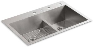 33 in. Dual Mount Stainless Steel Double Bowl Kitchen Sink