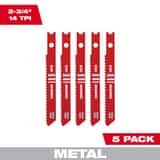 Milwaukee® 2-3/4 14TPI U-SHANK METAL HIGH SPEED STEEL JIG SAW BLADES 5 PK M48420101 at Pollardwater