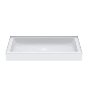 54 in. x 34 in. Shower Base with Center Drain in White