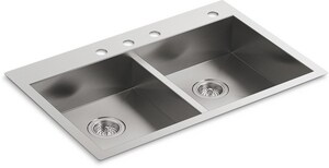 33 in. Dual Mount Stainless Steel Double Bowl Kitchen Sink
