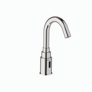 0.5 gpm Battery Powered Sensor Bathroom Sink Faucet with 4 in. Trim Plate & Back Check Tee in Polished Chrome