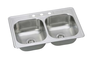 33 in. Drop-in Stainless Steel Double Bowl Kitchen Sink