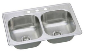 33 x 22 in. 3-Hole Stainless Steel Double Bowl Drop-in Kitchen Sink